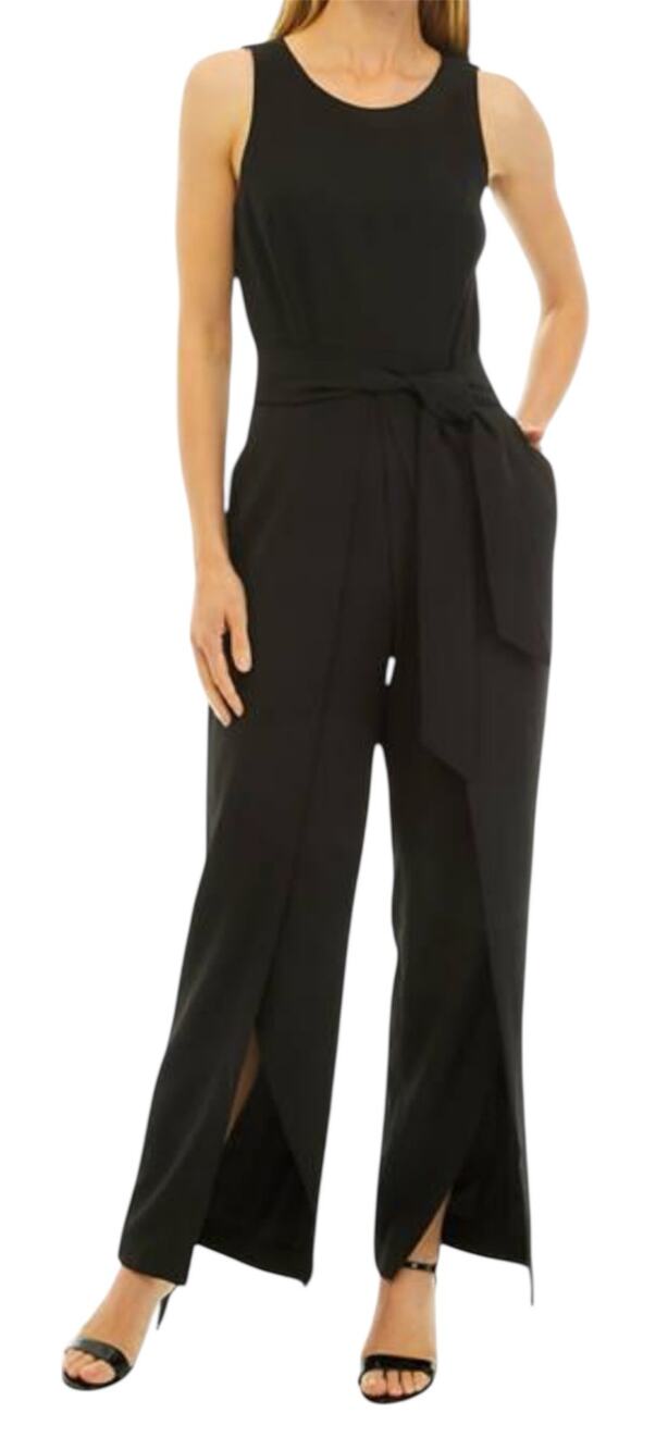 NWT The Limited Plus 20W Black Crepe Belted Jumpsuit Minimalist Office Event